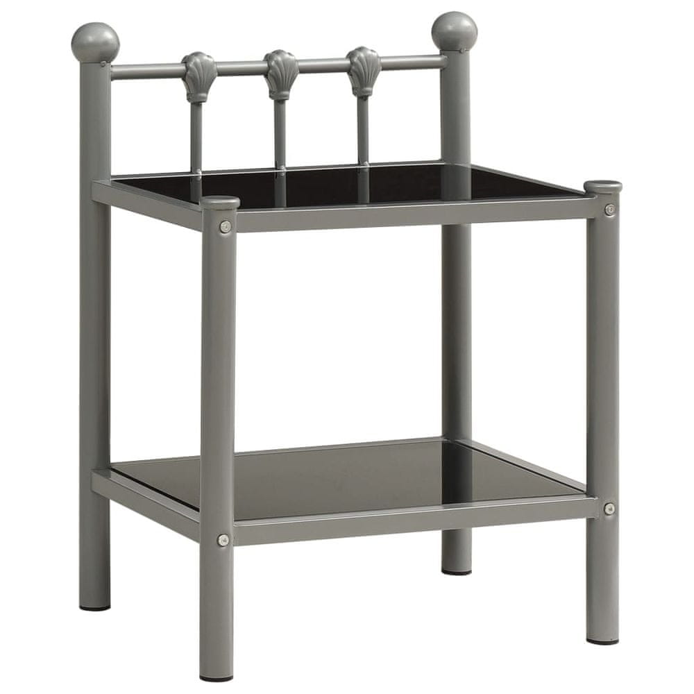 Vidaxl Nočný stolík sivý a čierny 45x34,5x60,5 cm kov a sklo